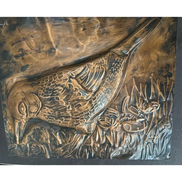 Vintage Copper Embossed Relief Art Bird Handmade - Picture 2 of 7